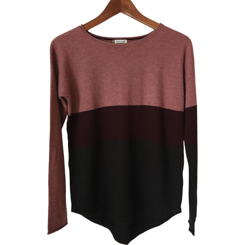 Smartwool Pink Burgundy Colorblock sweater, Wool blend
